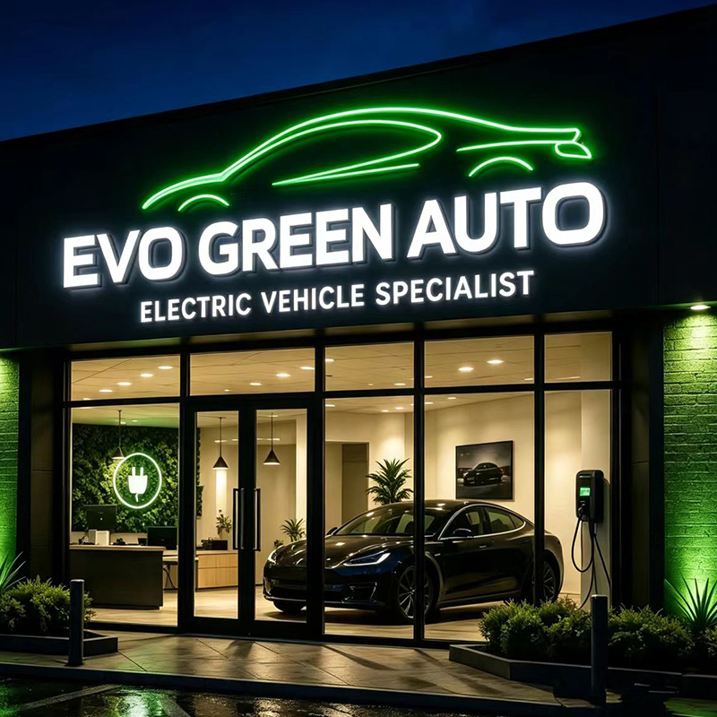 Auto Repair Shop Logo Design - Letreiro Personalizado com LED Retroiluminado para